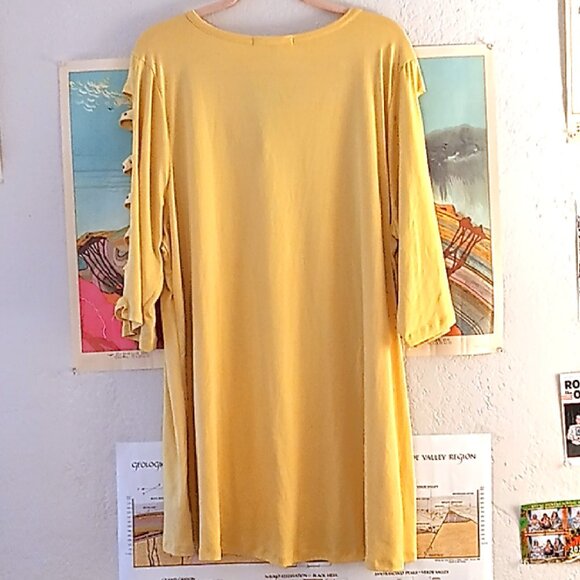 New York Laundry Yellow Easter Spring 3/4 Sleeve 3XL Tunic Cut Out Sleeve / Neck - Picture 5 of 5